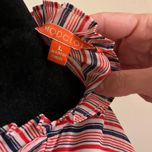 ModCloth Striped Red and Blue Women's Dress - Picture 5 of 5